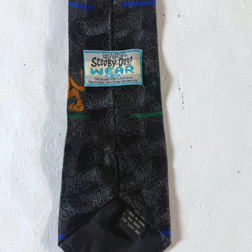Scooby-Doo Wear Necktie Mens Black 1998 Vintage 100% Silk Cartoon Network‎